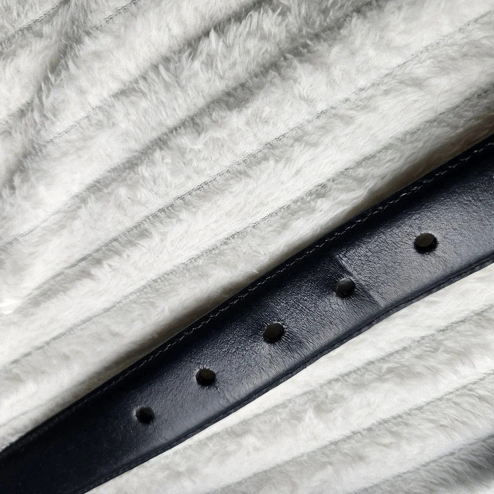 Banana Republic Mens Leather Silver Buckle Belt 32 Black Classic Professional